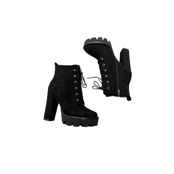 Shoes - Black Lace-Up Ankle Boots